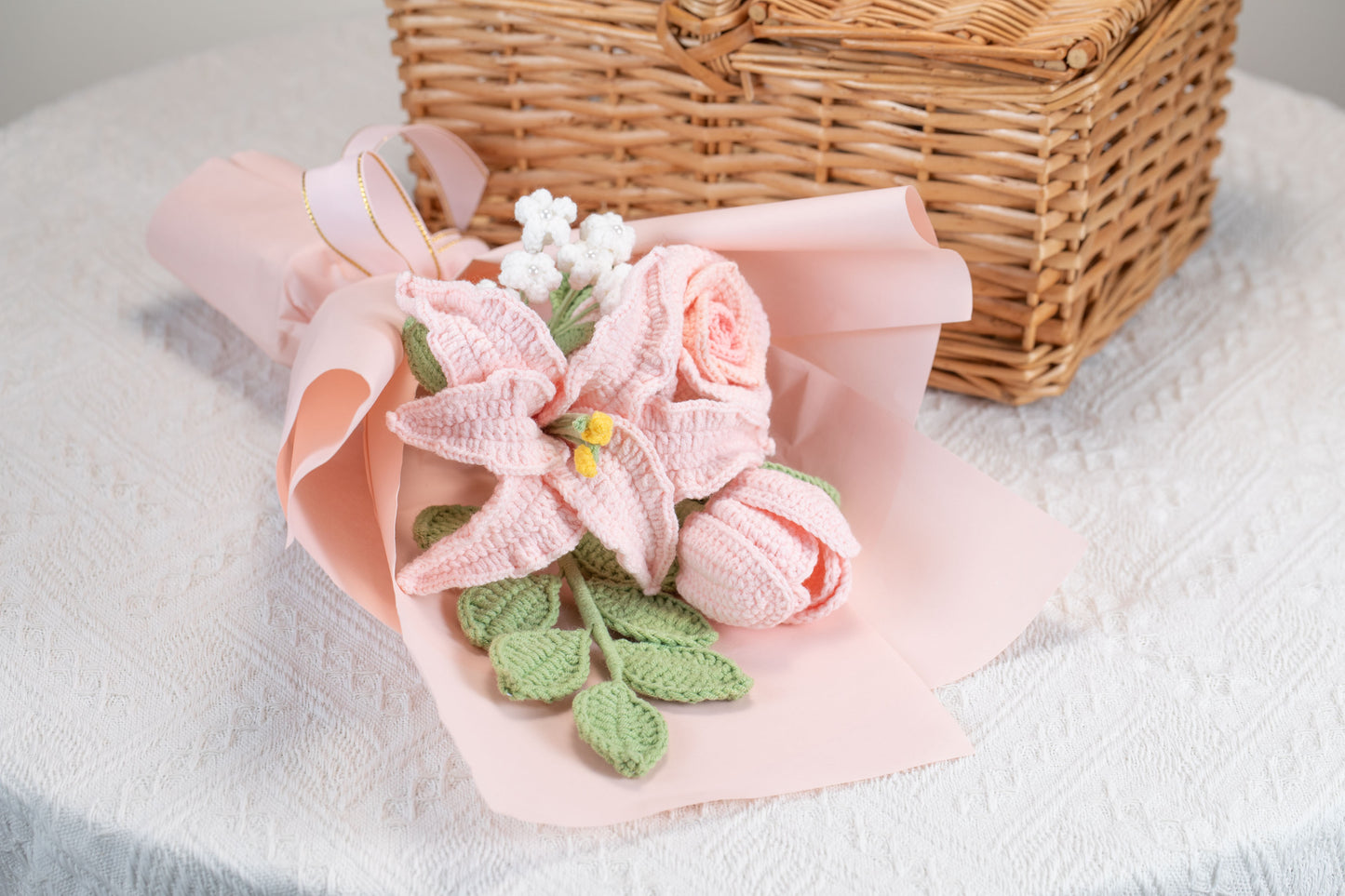 Small Pink Lily with Tulip Bouquet