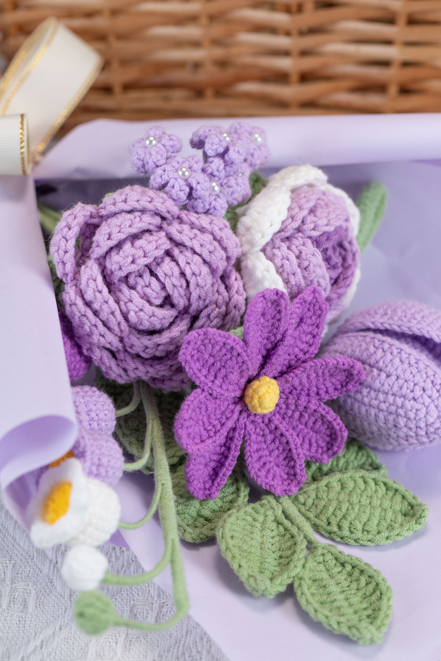 Purple Rose with Cosmos Bouquet