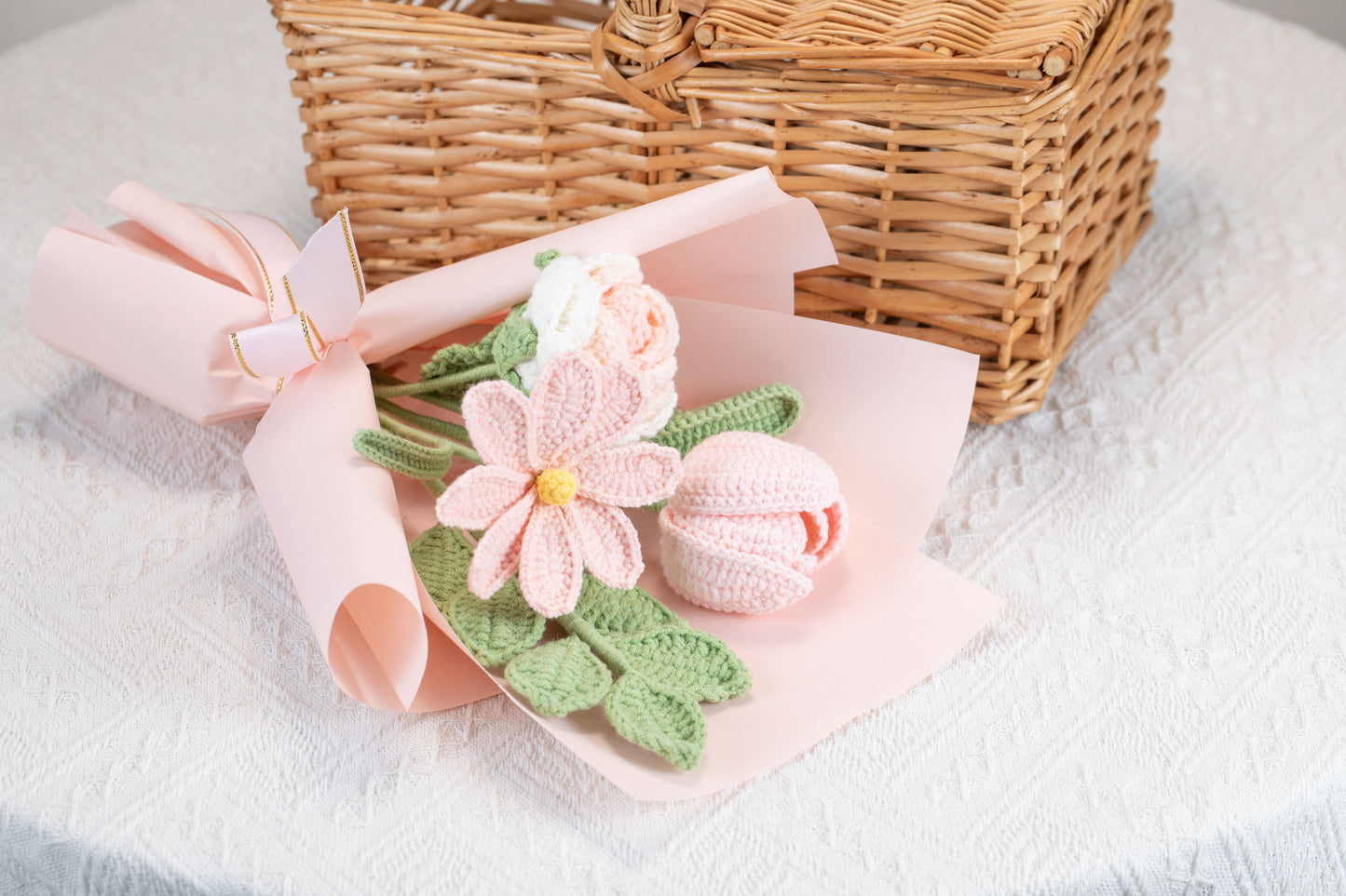 Small Pink Rose with Cosmos Bouquet