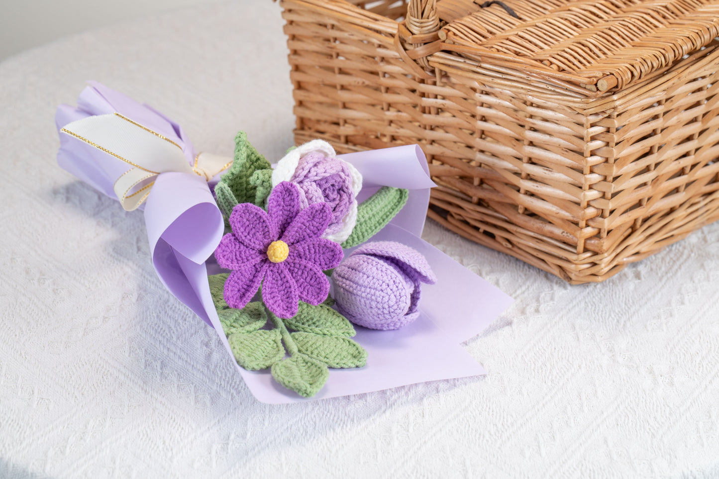 Small Purple Rose with Cosmos Bouquet