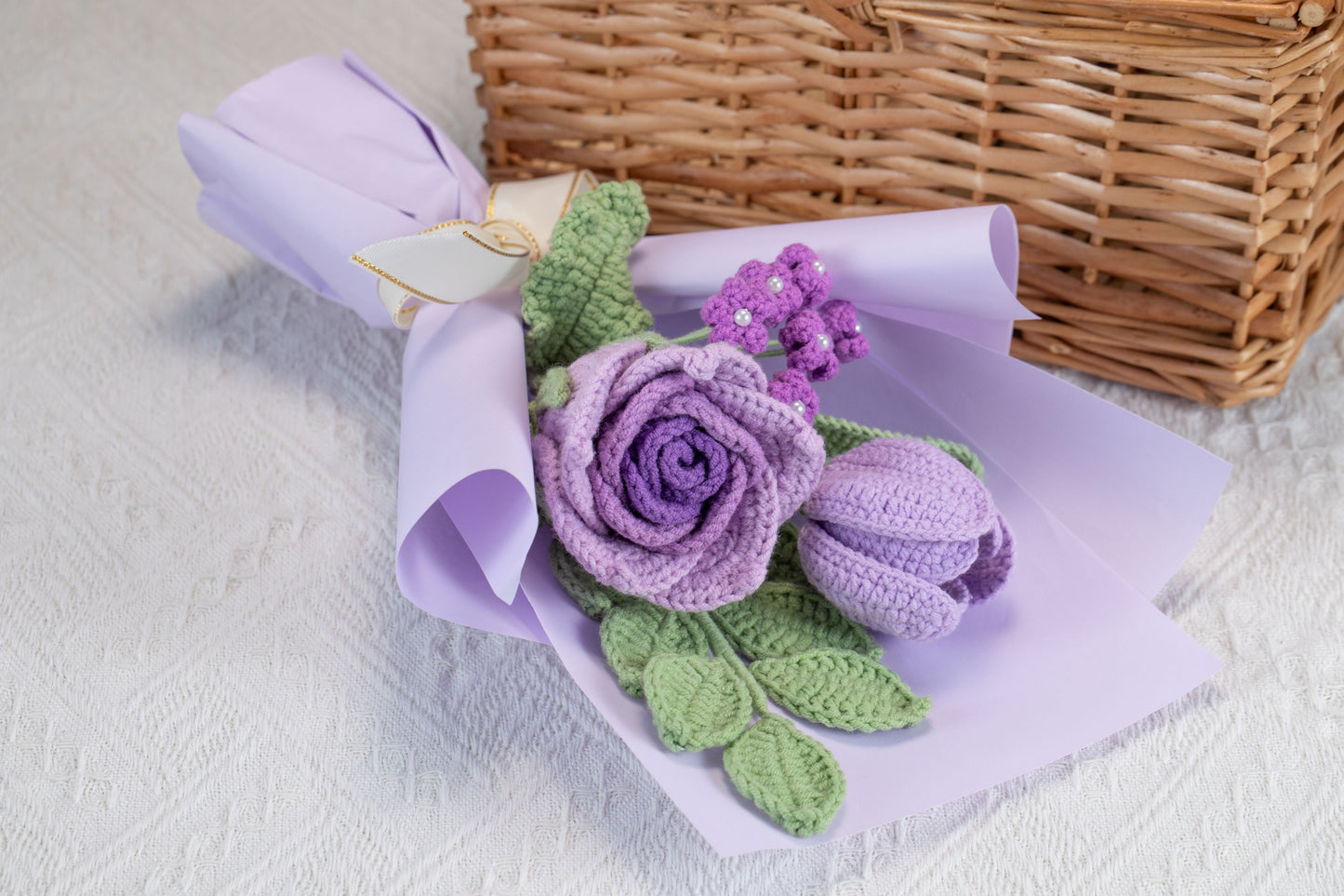 Small Purple Rose with Tulip Bouquet
