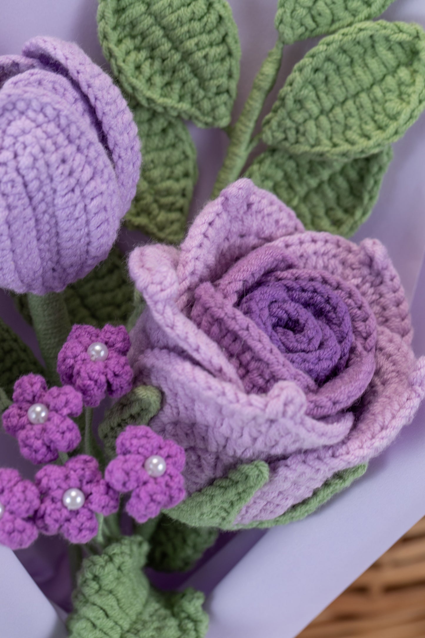Small Purple Rose with Tulip Bouquet