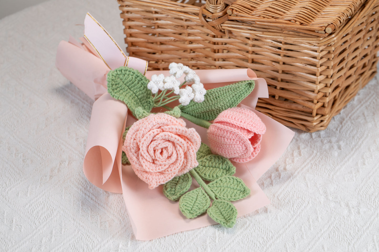 Small Pink Rose with Tulip Bouquet
