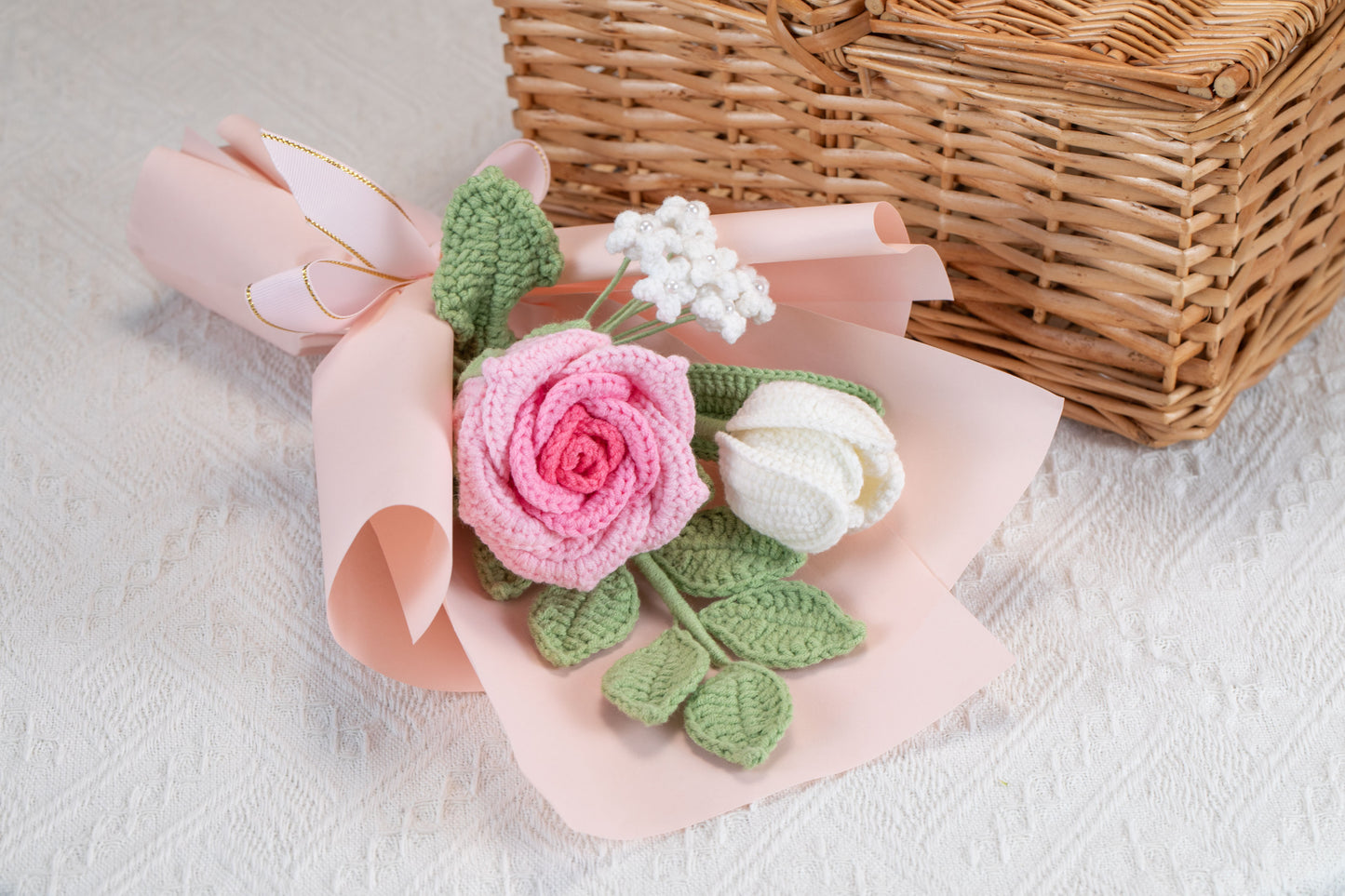 Small Hot Pink Rose with Tulip Bouquet