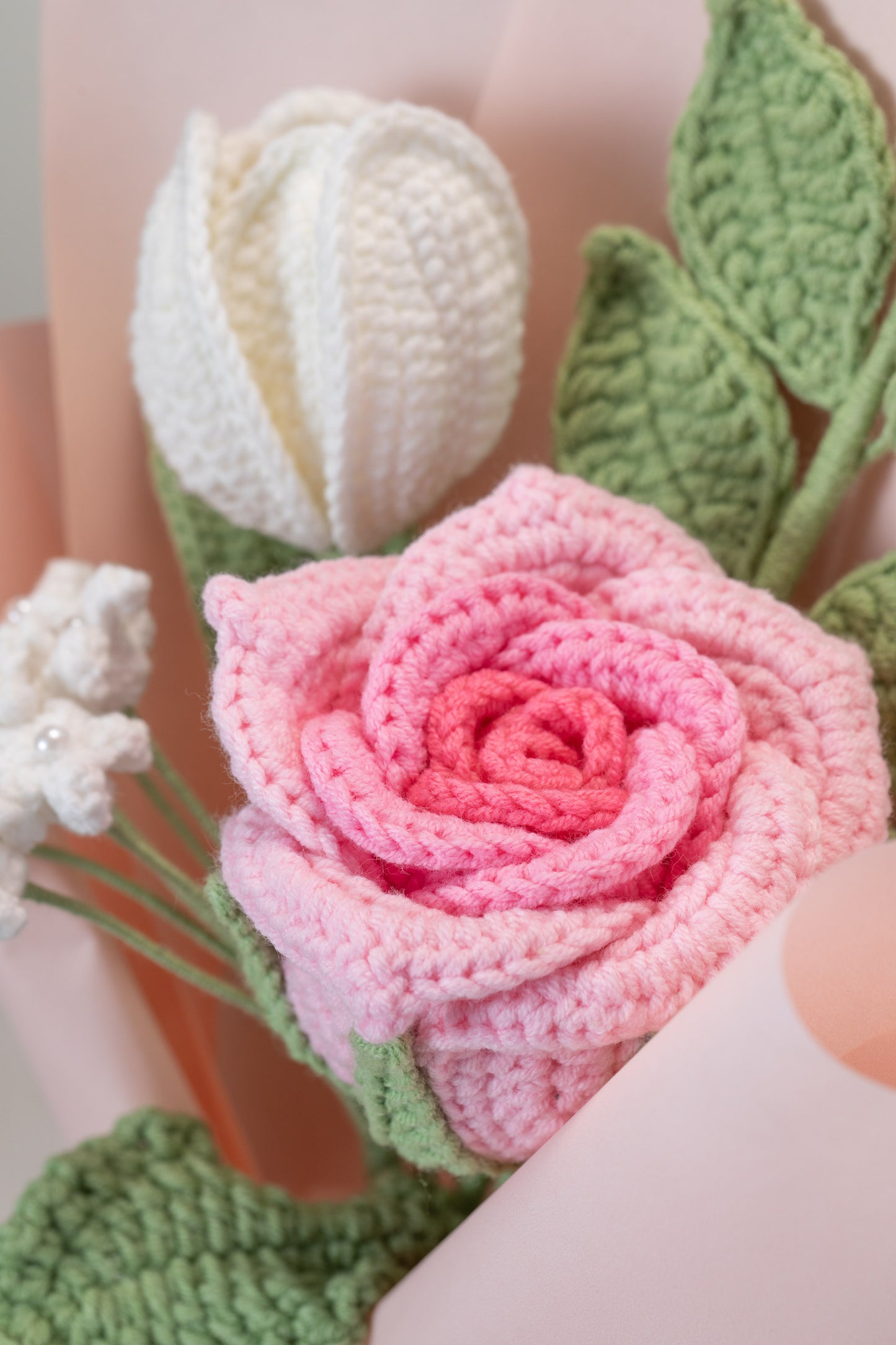 Small Hot Pink Rose with Tulip Bouquet