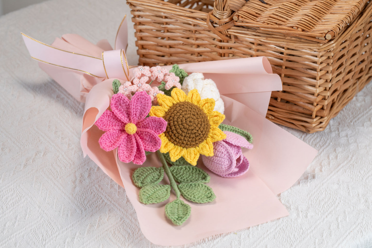 Hot Pink Sunflower with Cosmos Bouquet