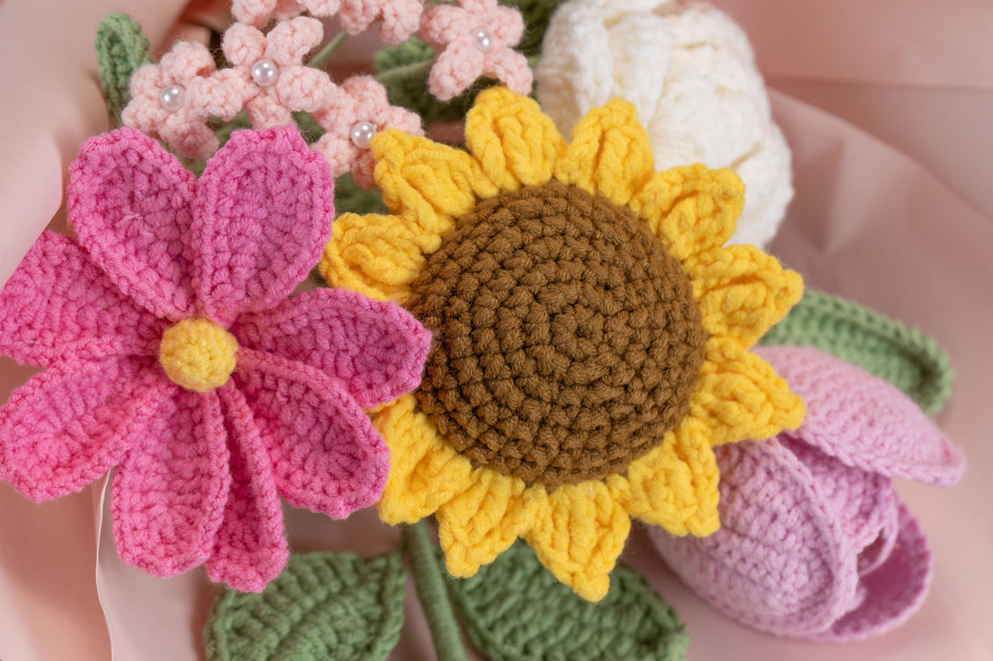 Hot Pink Sunflower with Cosmos Bouquet
