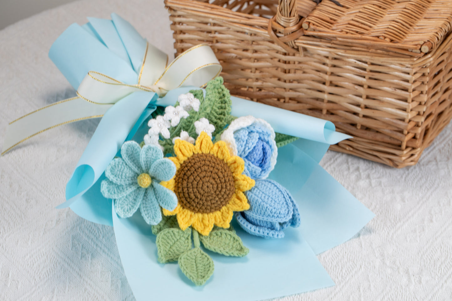 Blue Sunflower with Cosmos Bouquet