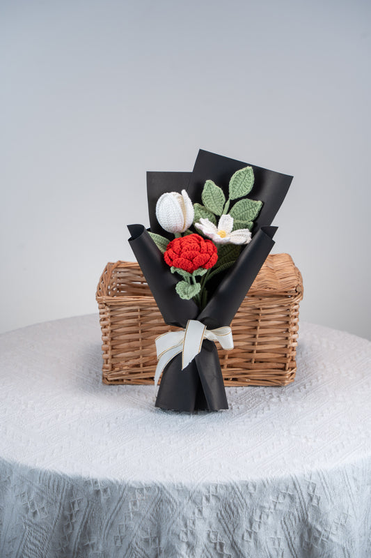 Small Red Rose with Cosmos Bouquet