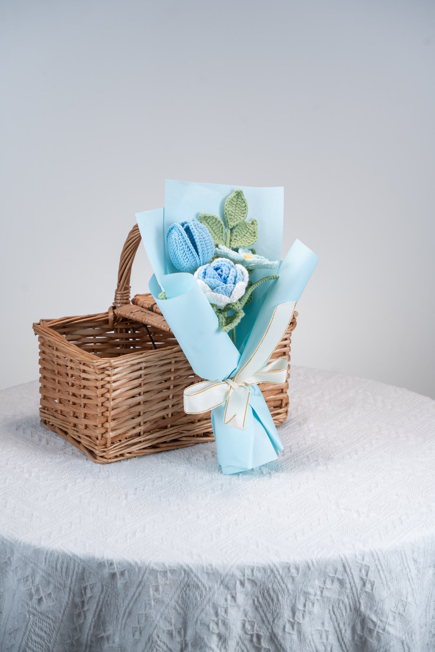 Small Blue Rose with Cosmos Bouquet