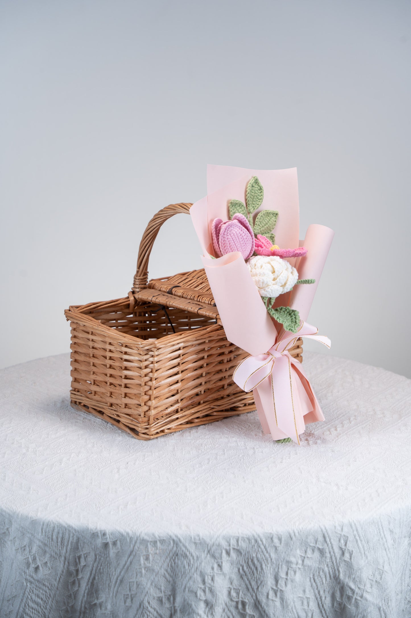 Small Hot Pink Rose with Cosmos Bouquet