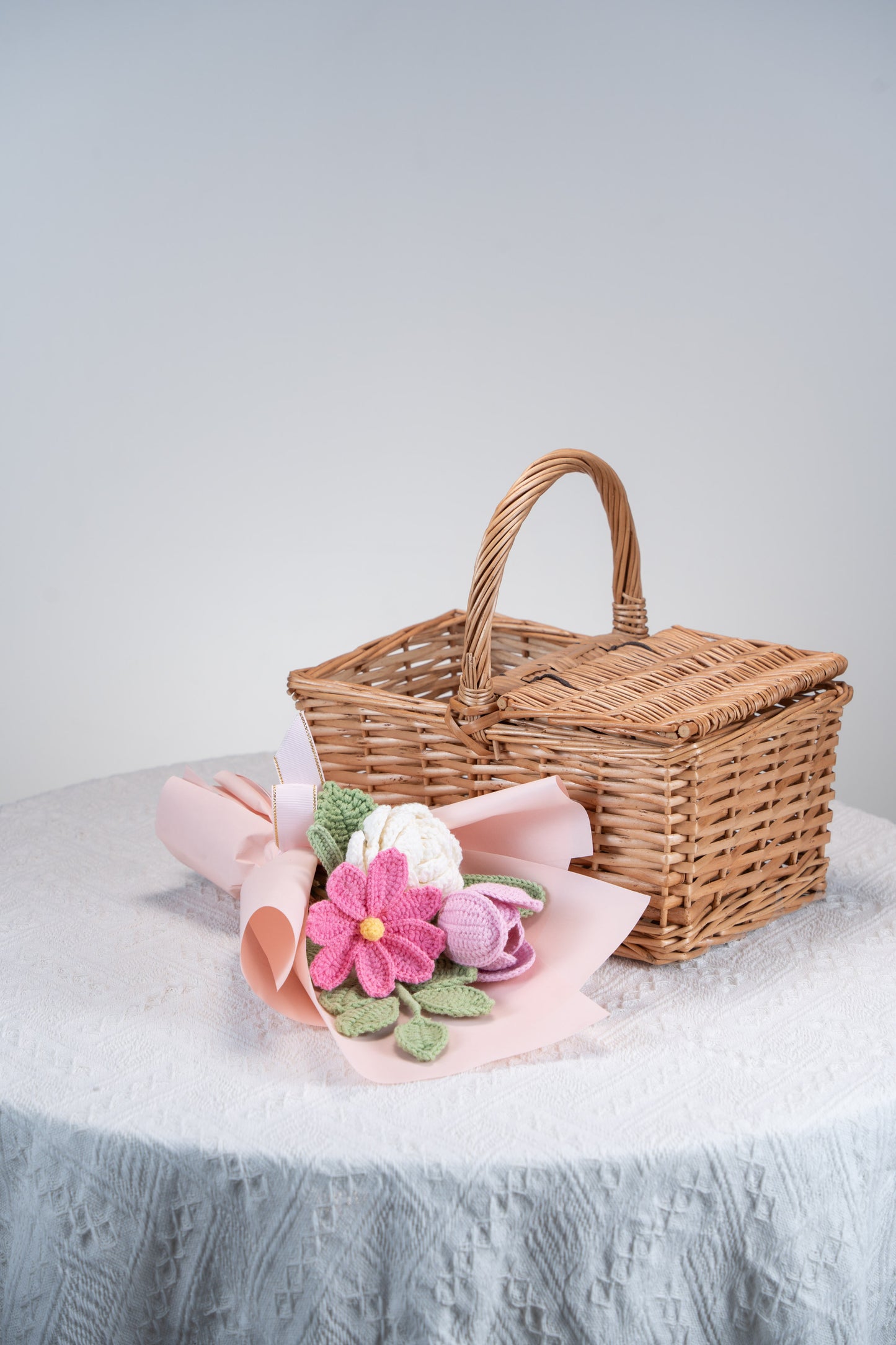 Small Hot Pink Rose with Cosmos Bouquet