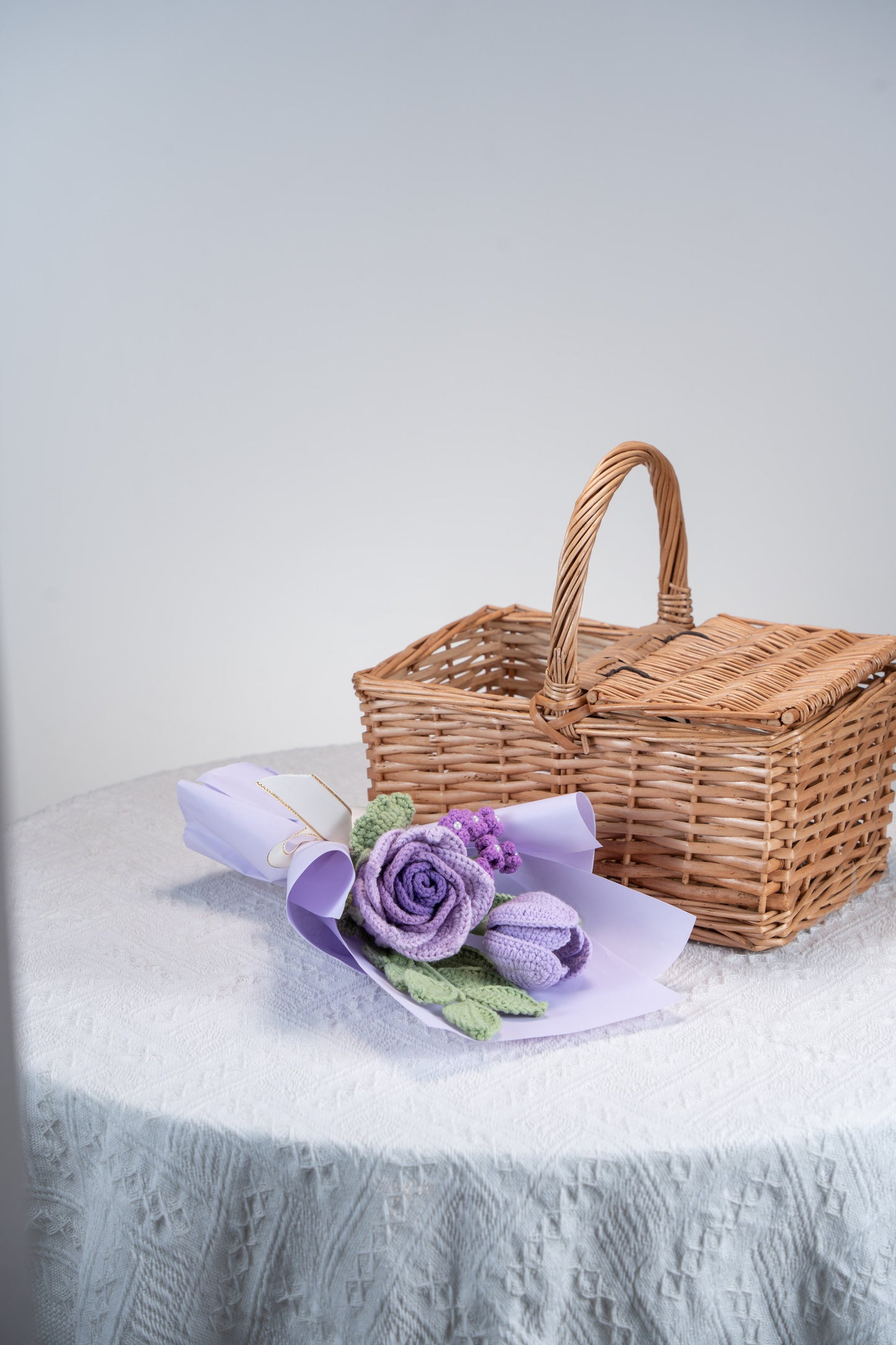 Small Purple Rose with Tulip Bouquet