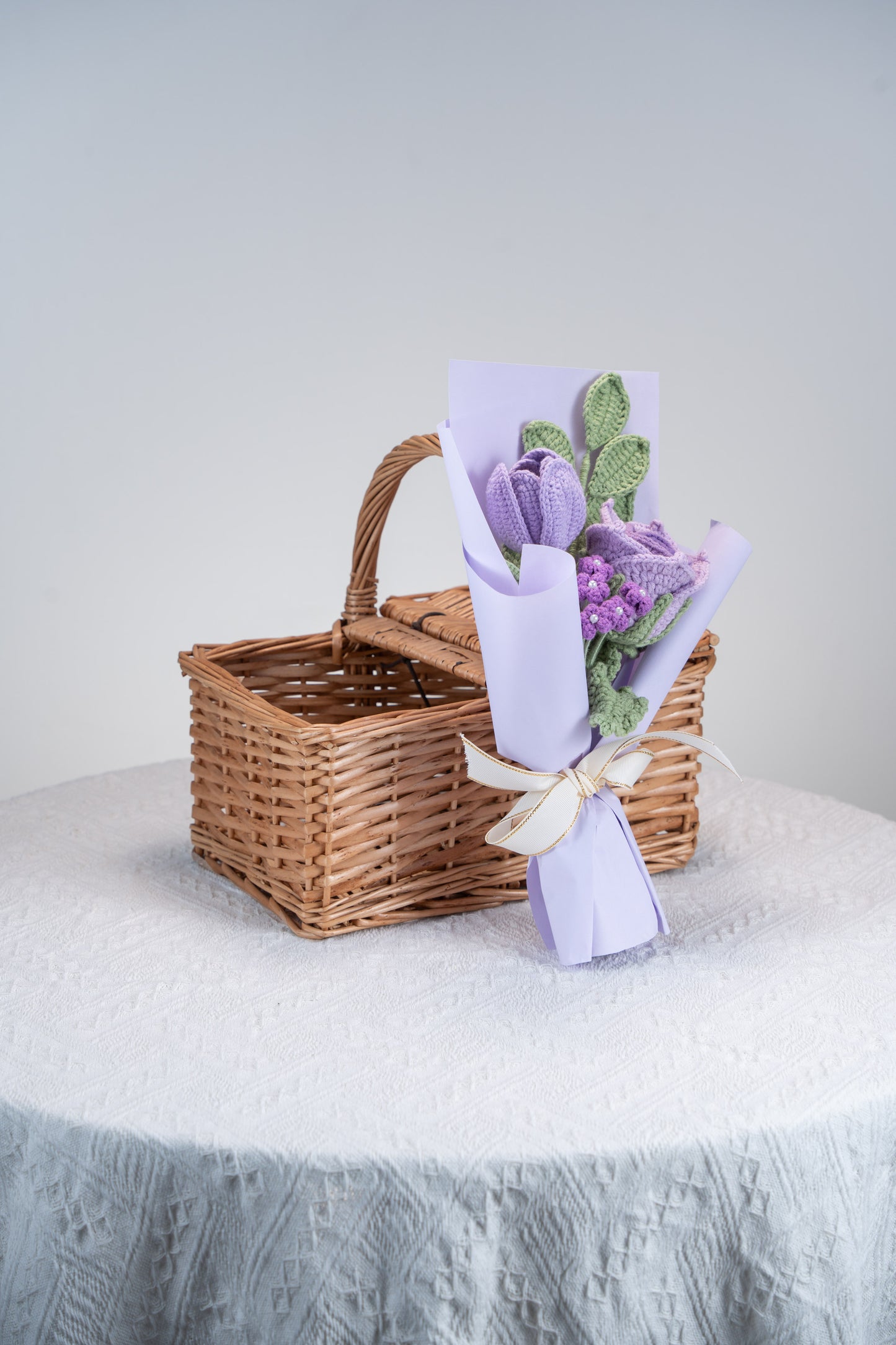 Small Purple Rose with Tulip Bouquet
