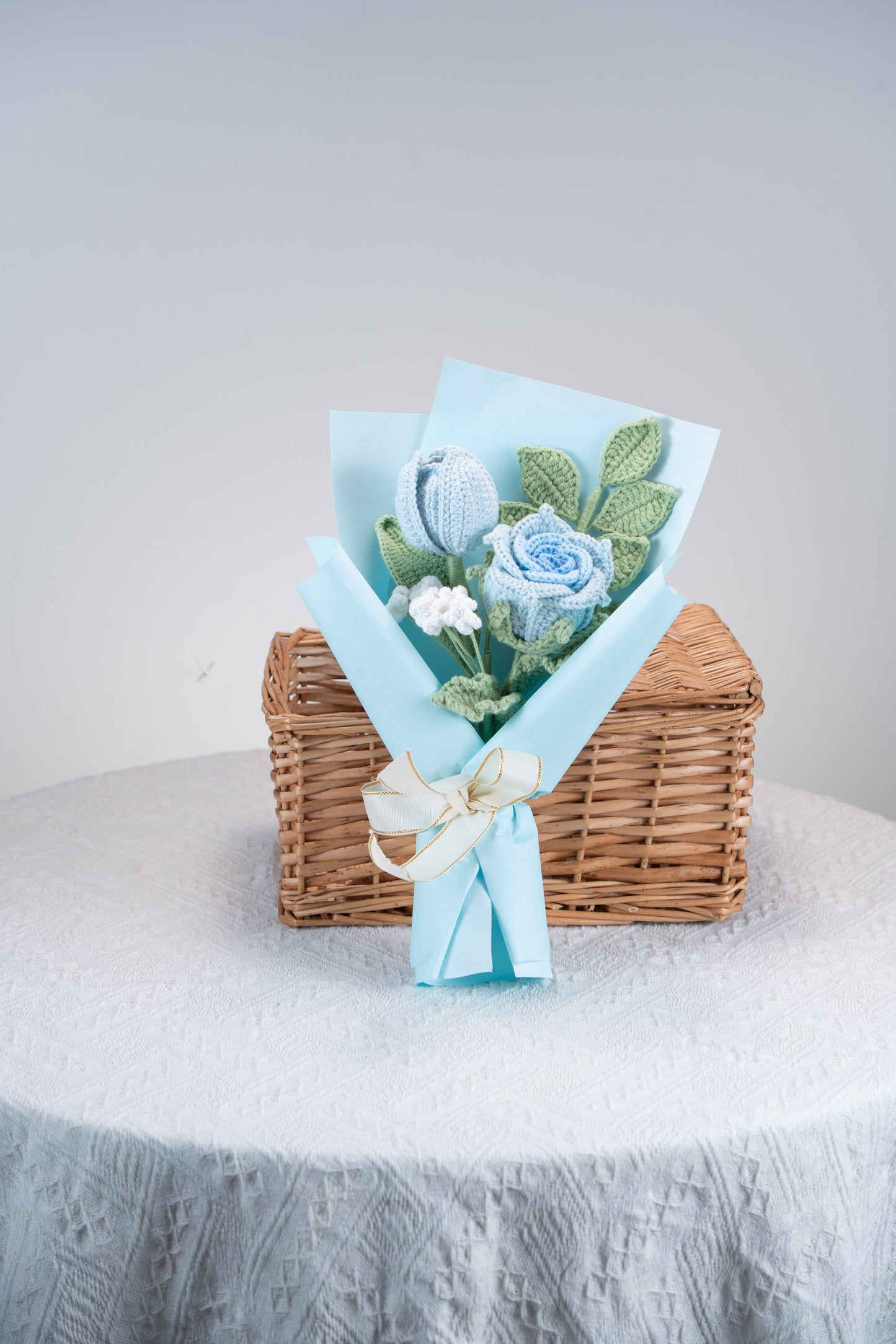Small Blue Rose with Tulip Bouquet