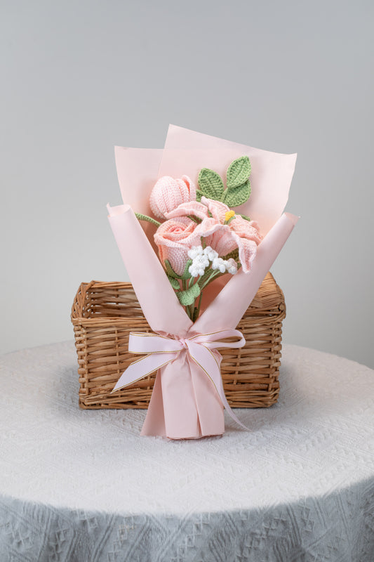 Small Pink Lily with Tulip Bouquet