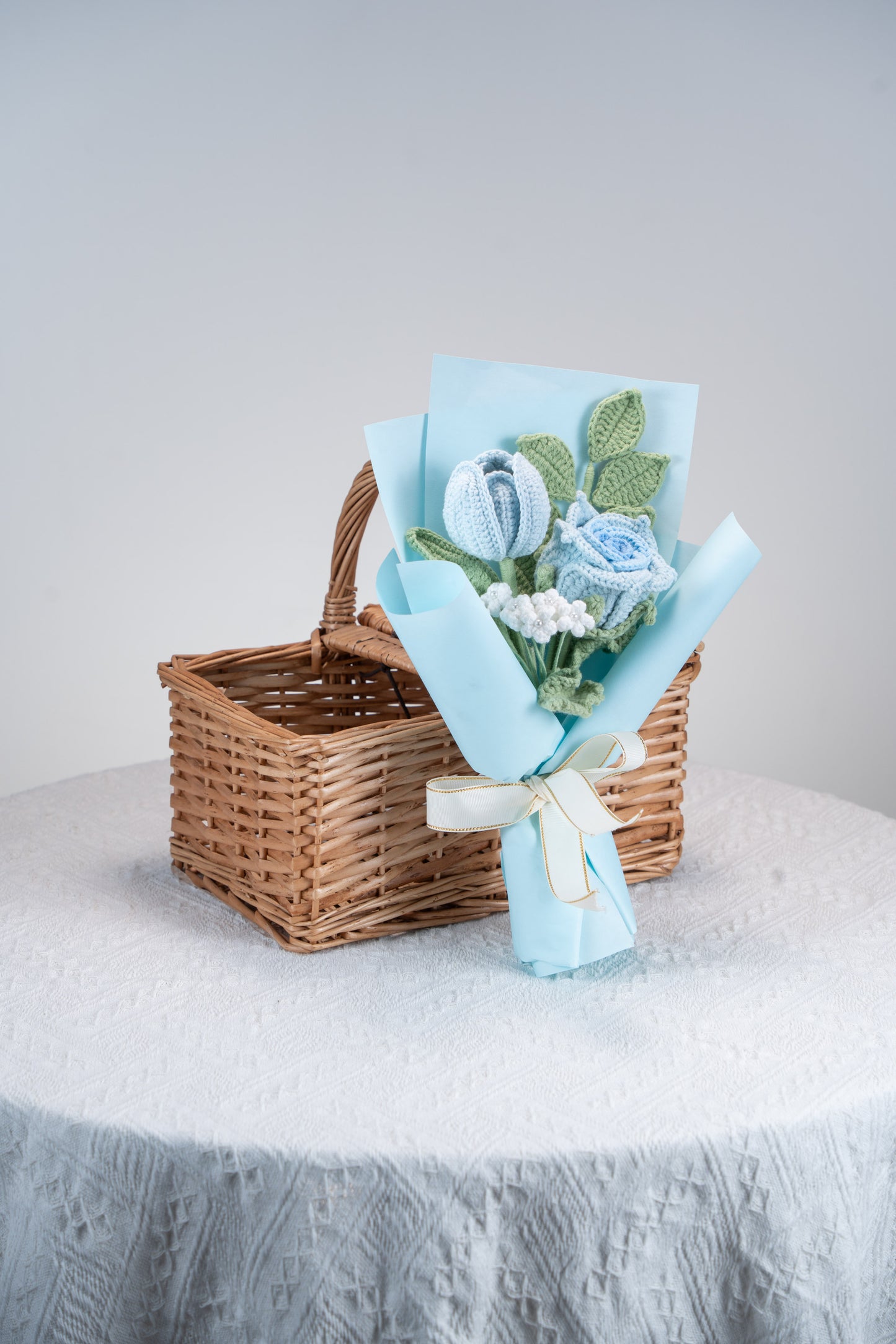 Small Blue Rose with Tulip Bouquet
