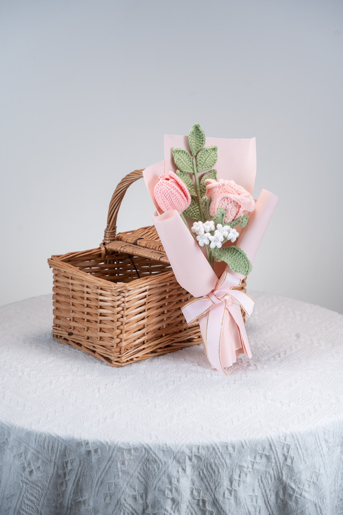 Small Pink Rose with Tulip Bouquet
