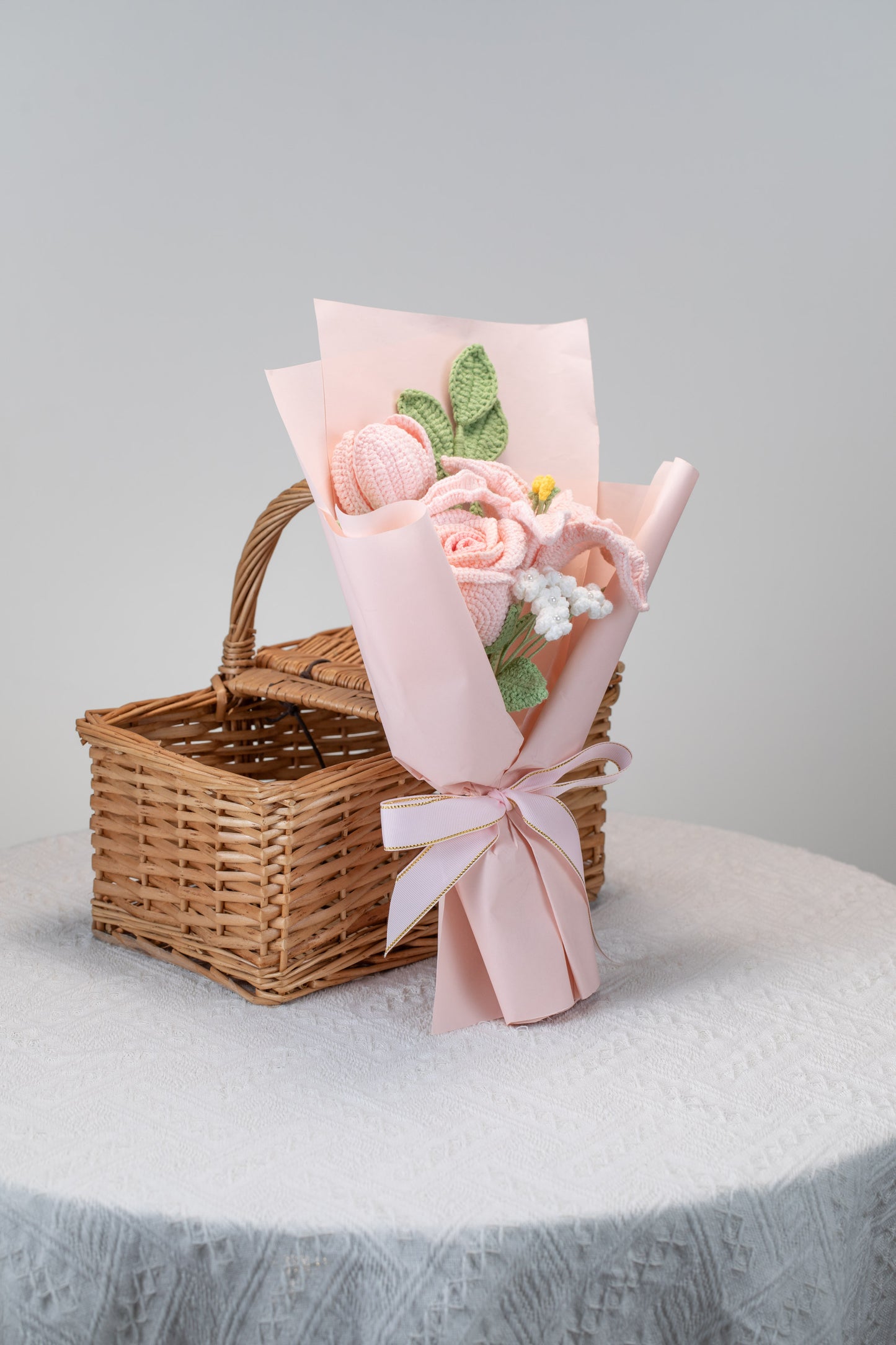 Small Pink Lily with Tulip Bouquet