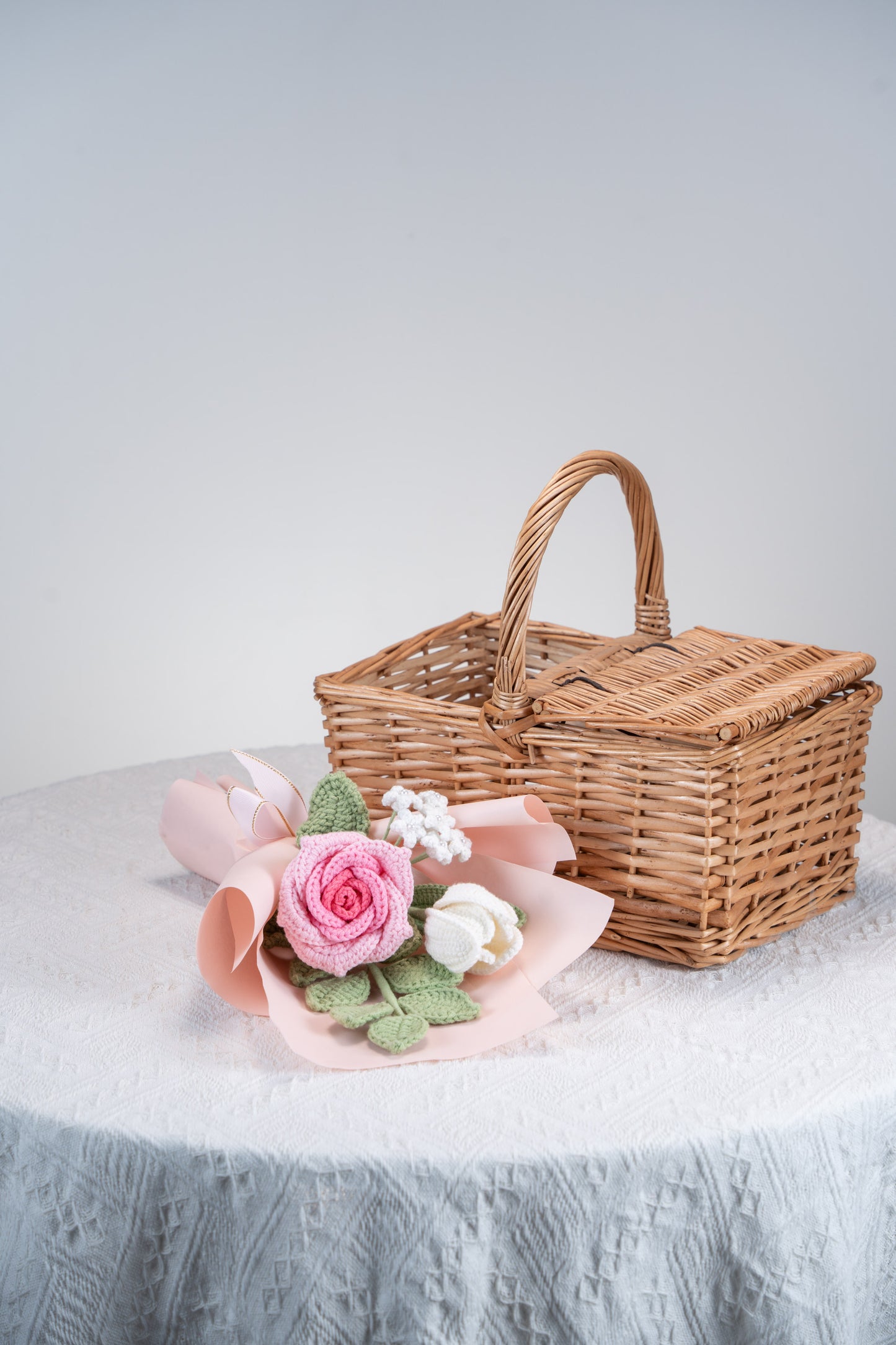 Small Hot Pink Rose with Tulip Bouquet