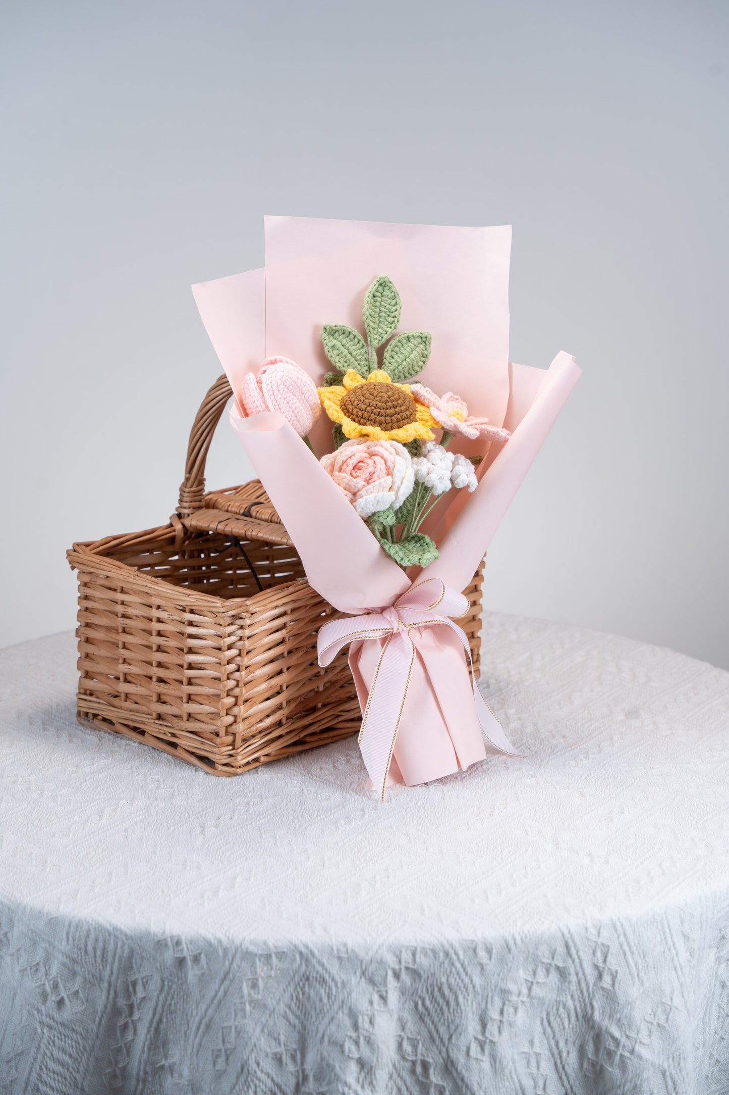 Pink Sunflower with Cosmos Bouquet