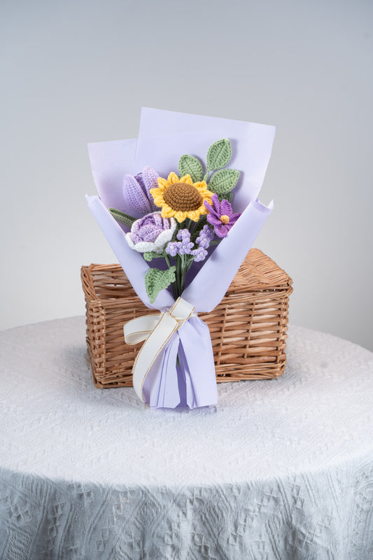 Purple Sunflower with Cosmos Bouquet