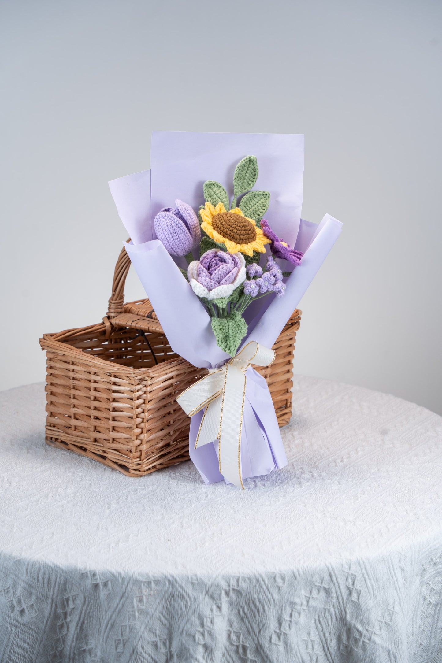 Purple Sunflower with Cosmos Bouquet