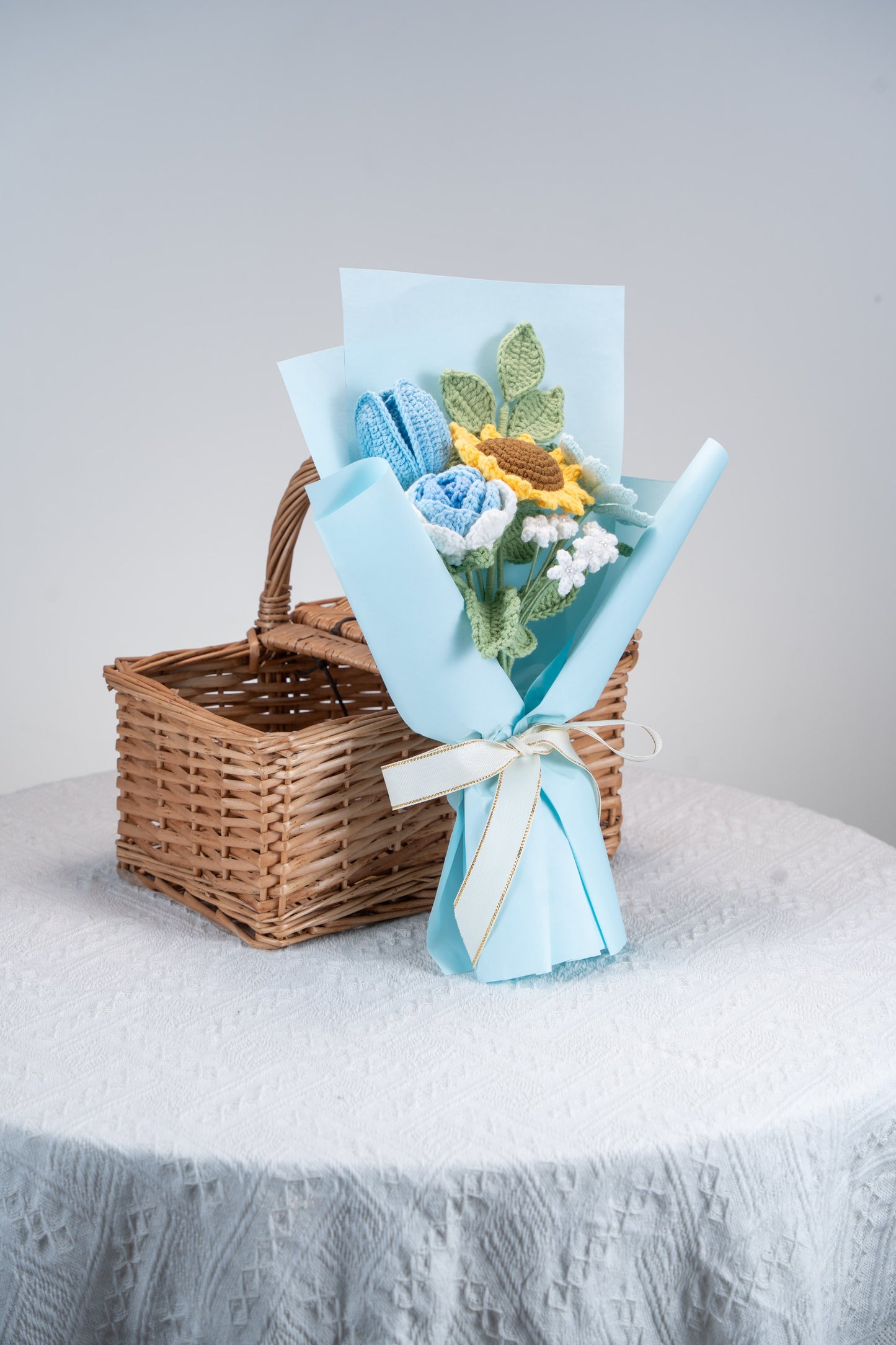 Blue Sunflower with Cosmos Bouquet