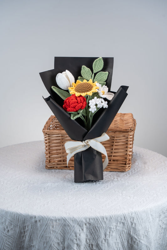Red Sunflower with Cosmos Bouquet