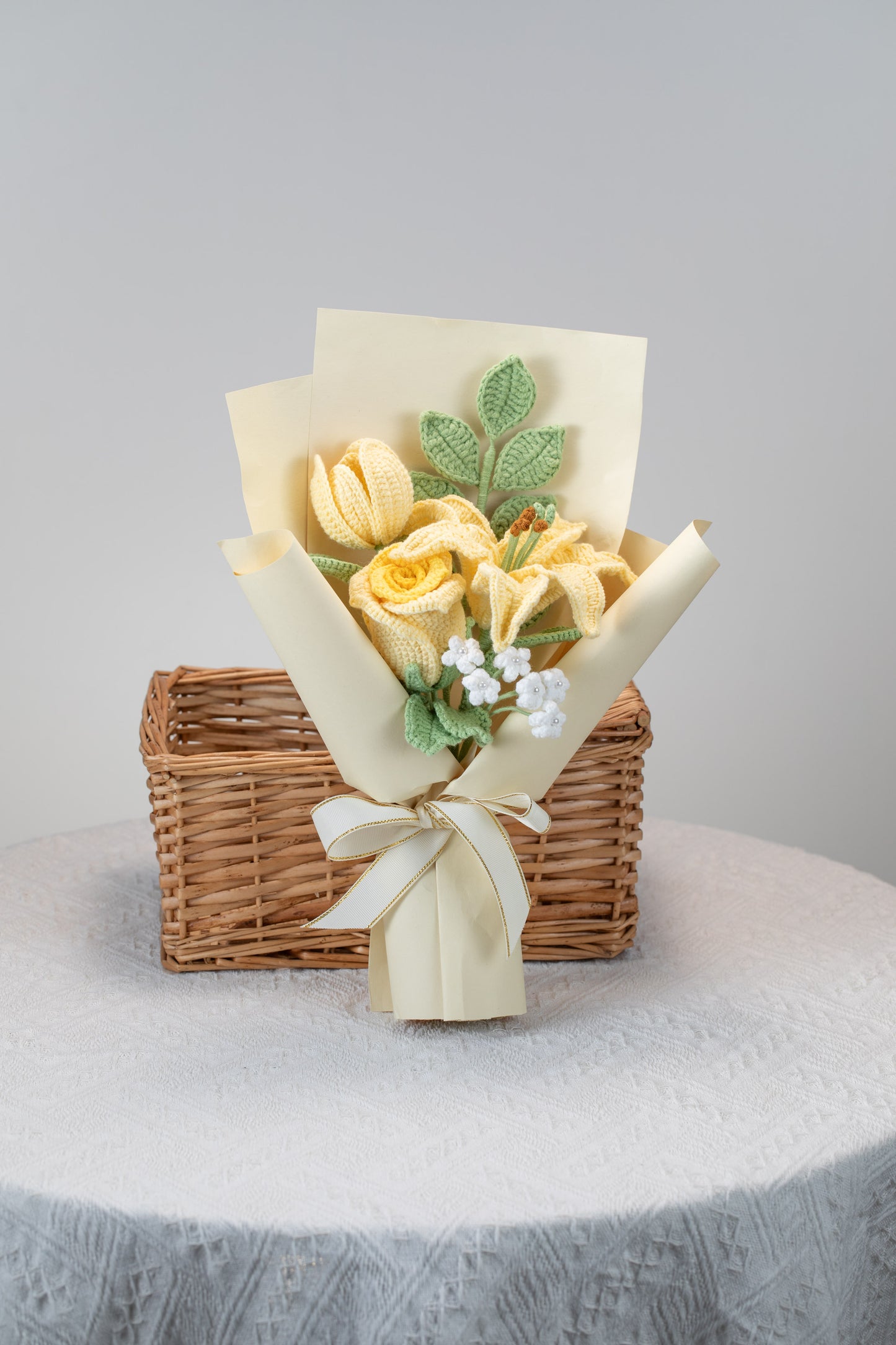 Small Yellow Lily with Tulip Bouquet
