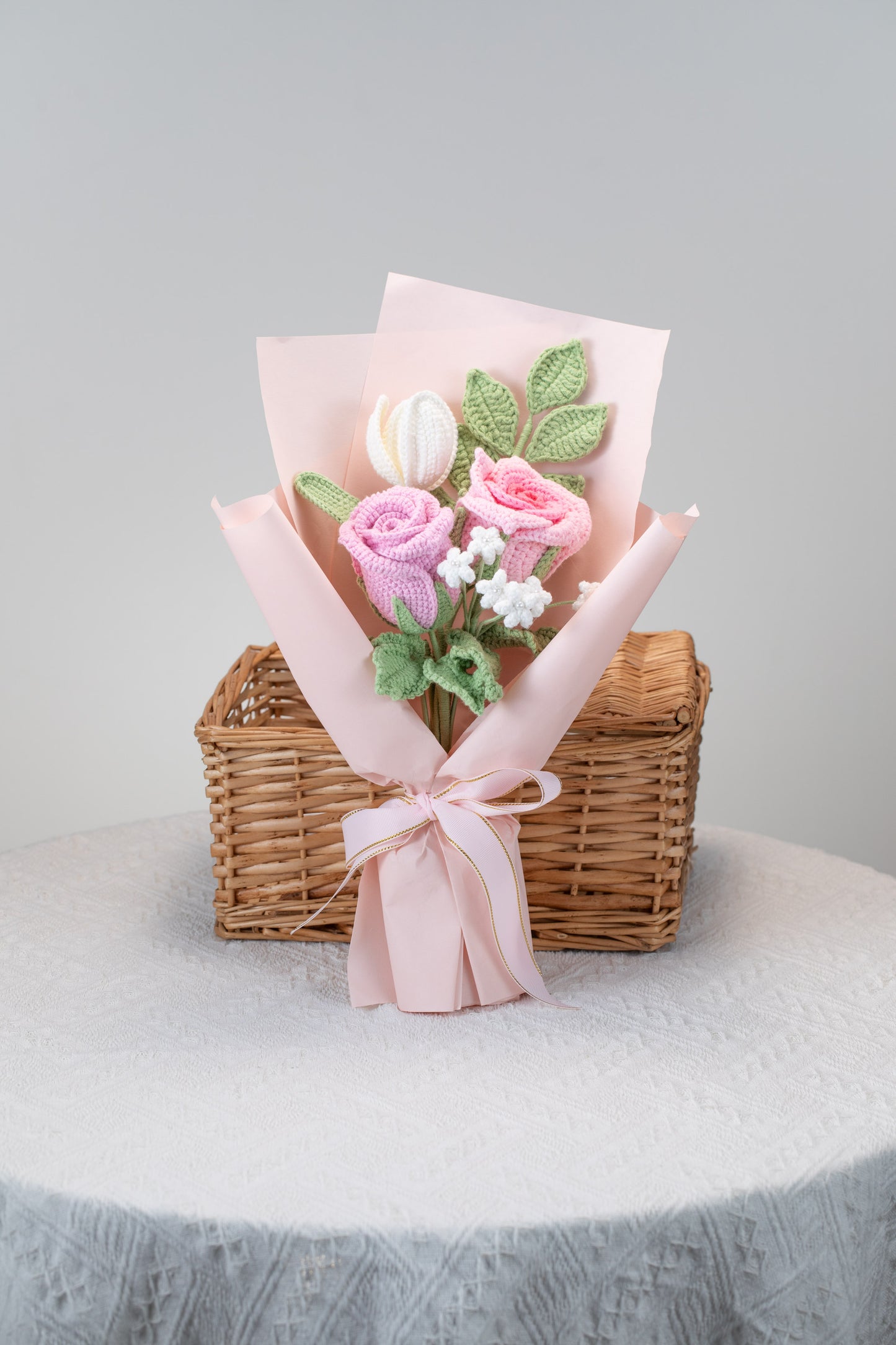 Hot Pink Rose with Tulip Bouquet