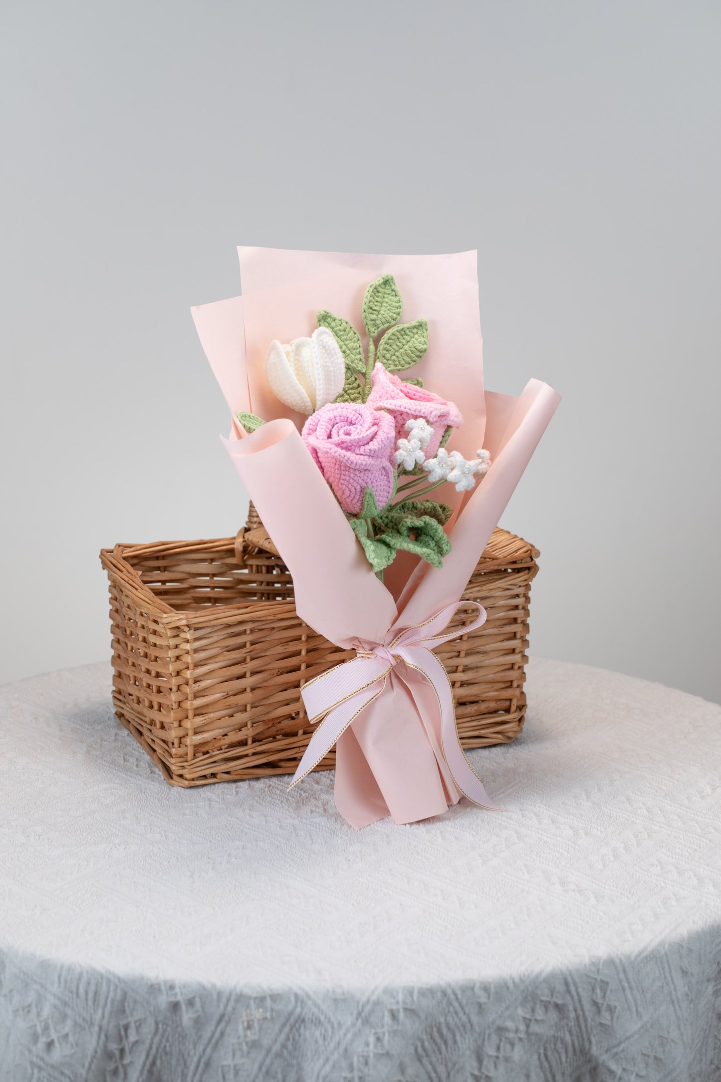 Hot Pink Rose with Tulip Bouquet