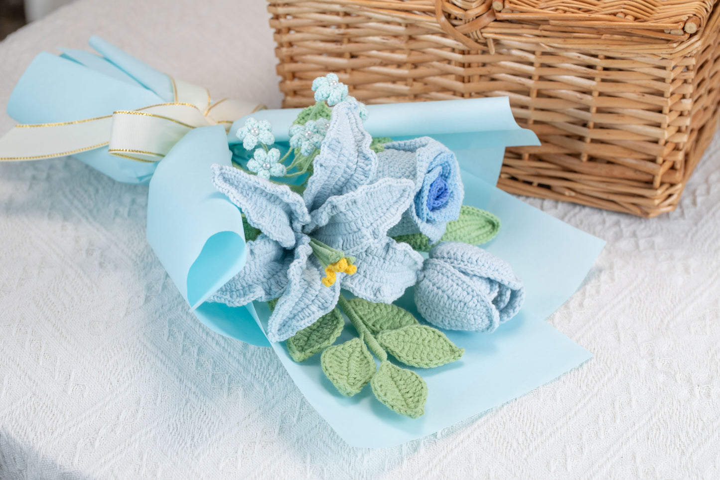 Small Blue Lily with Tulip Bouquet