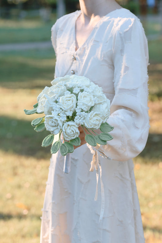 White Wedding Bouquet Set