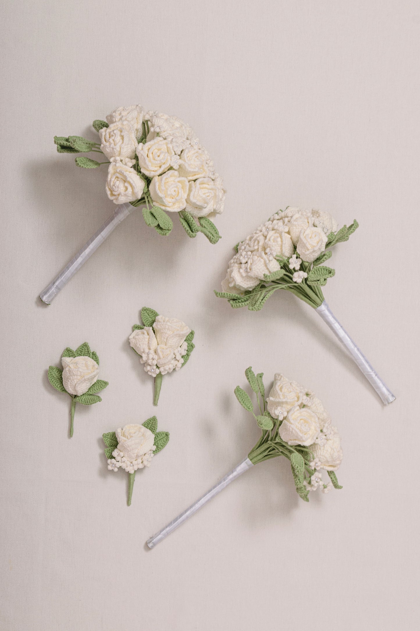 White Wedding Bouquet Set
