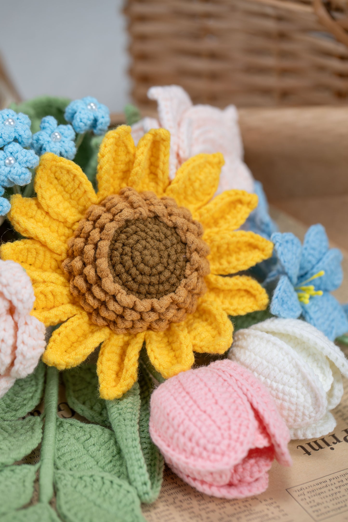 Blue/Pink Sunflower with Lily Bouquet