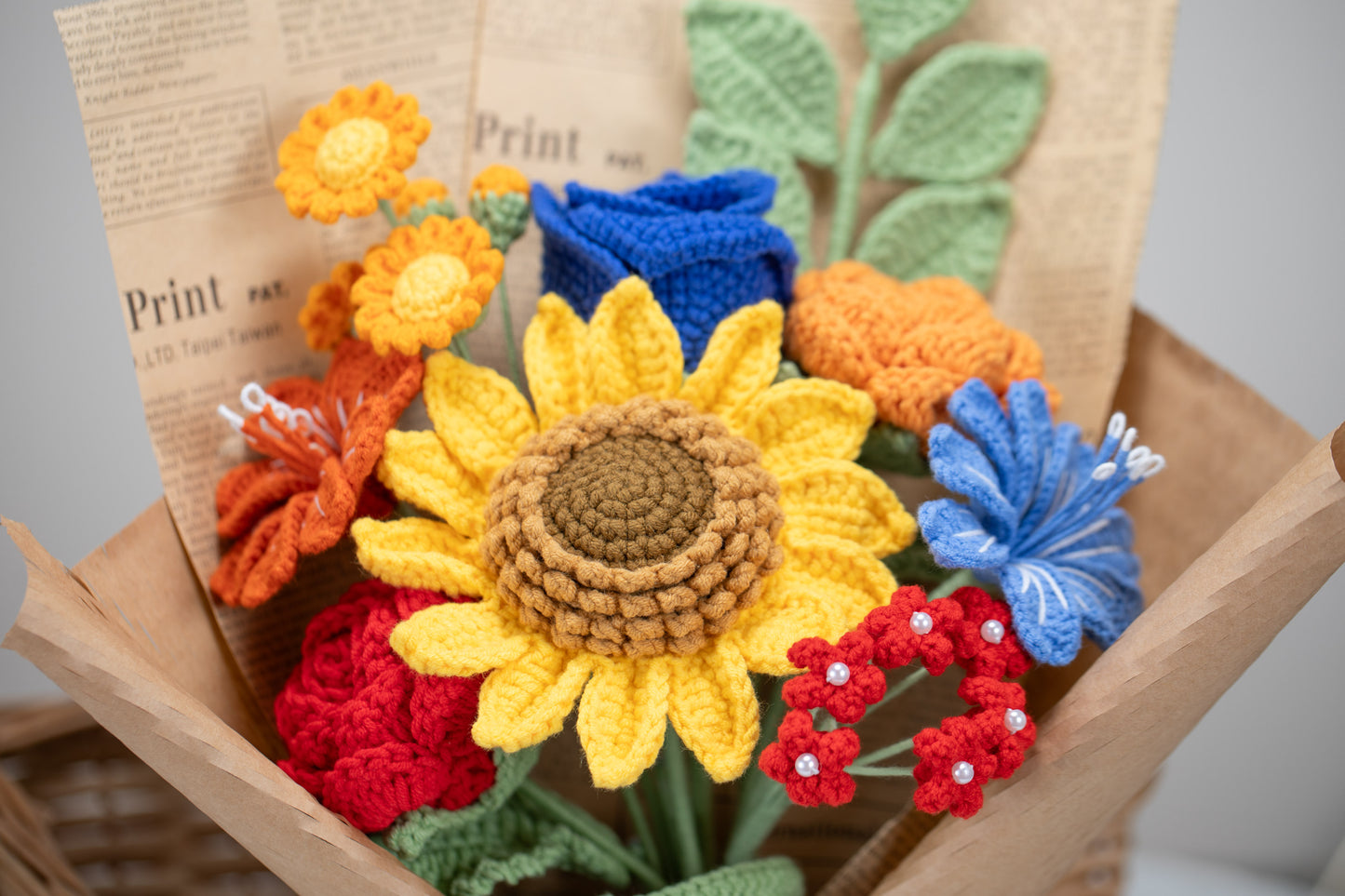 Large Red/Blue Sunflower Bouquet