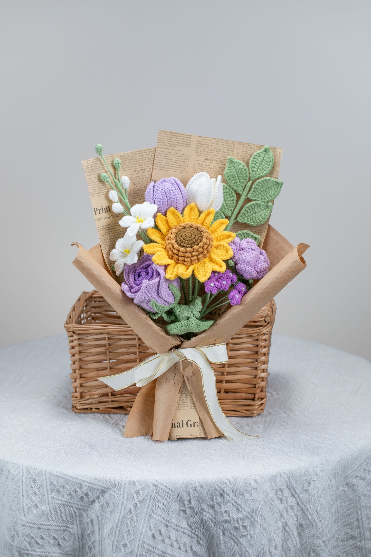 Purple Sunflower with Lily Bouquet