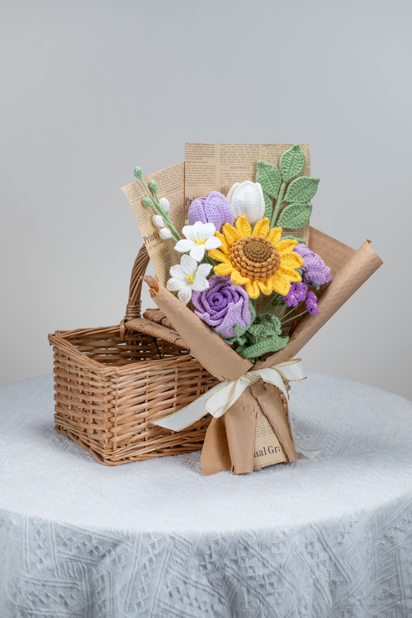 Purple Sunflower with Lily Bouquet