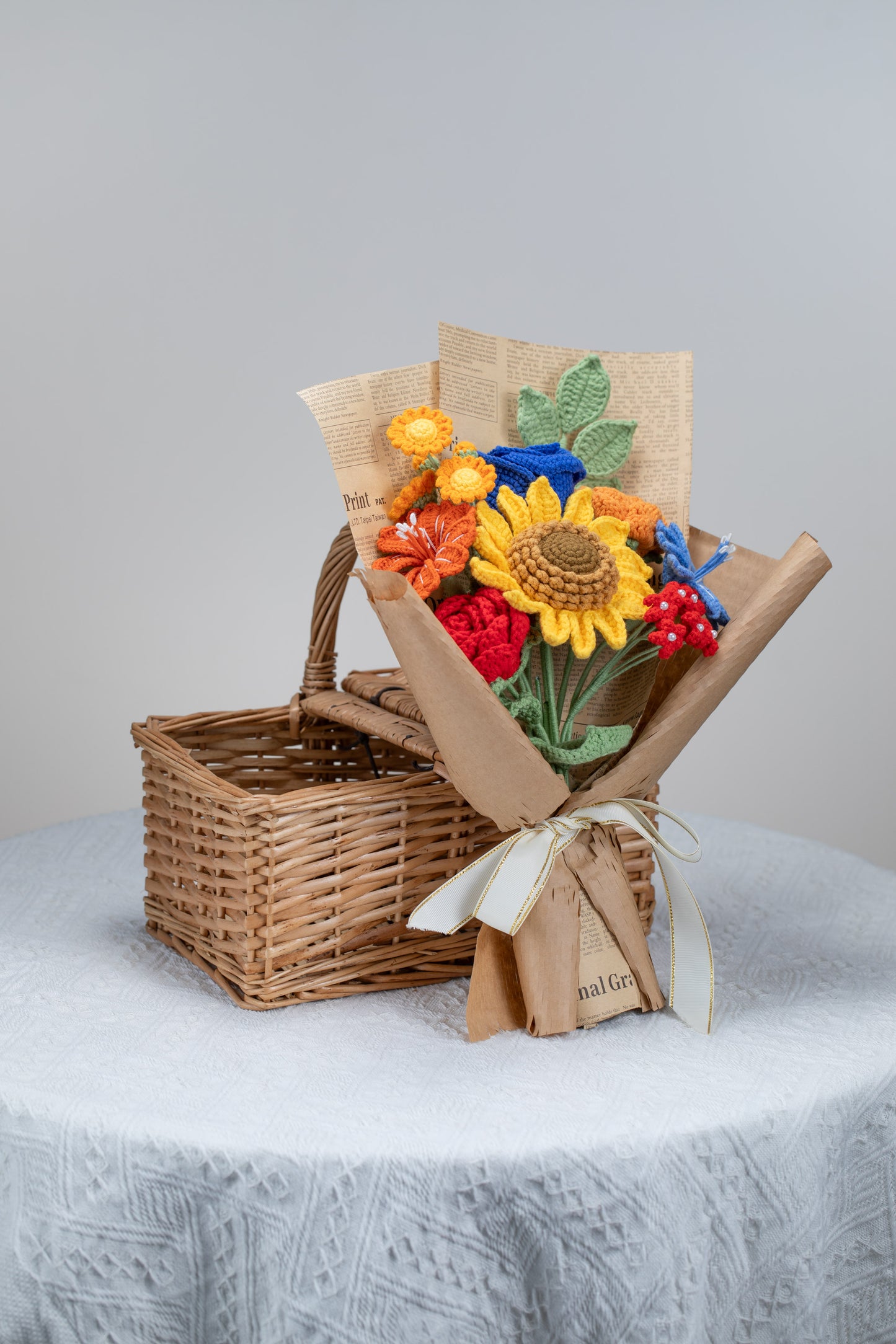 Large Red/Blue Sunflower Bouquet