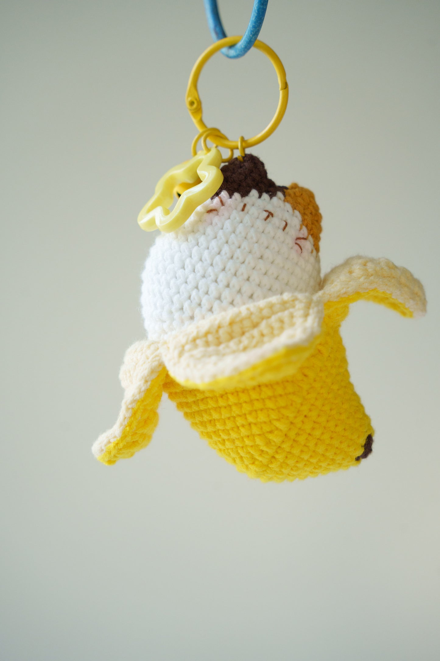 crochet banana cat keychain