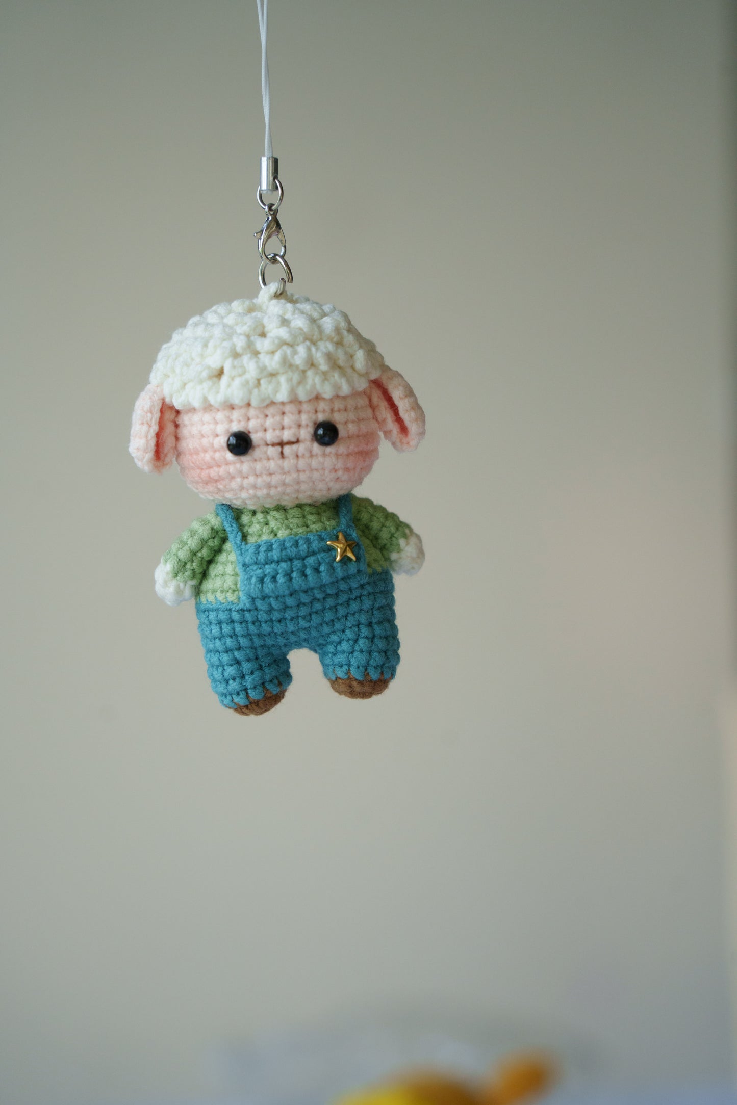 crochet sheep keychain