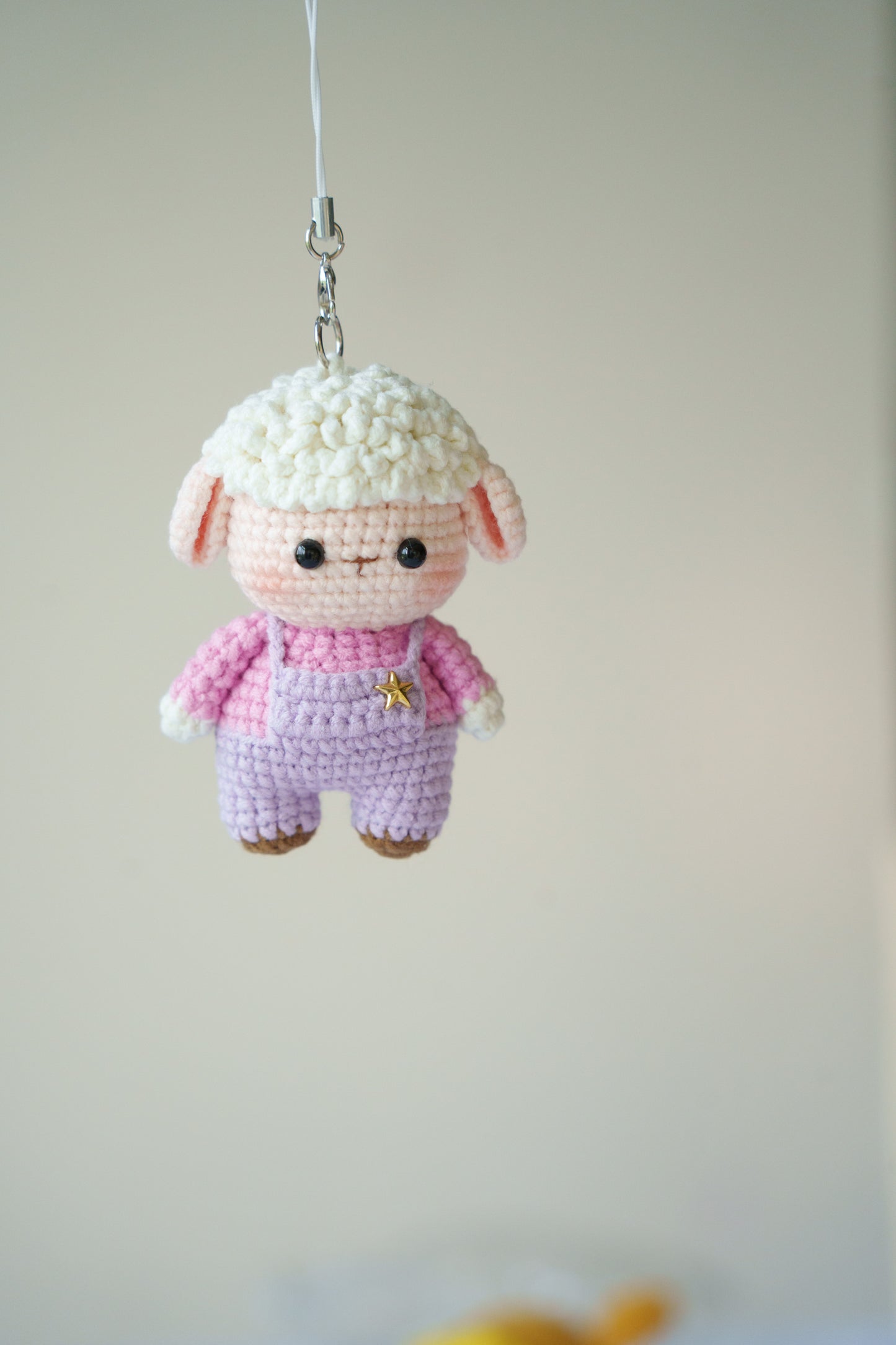 crochet sheep keychain