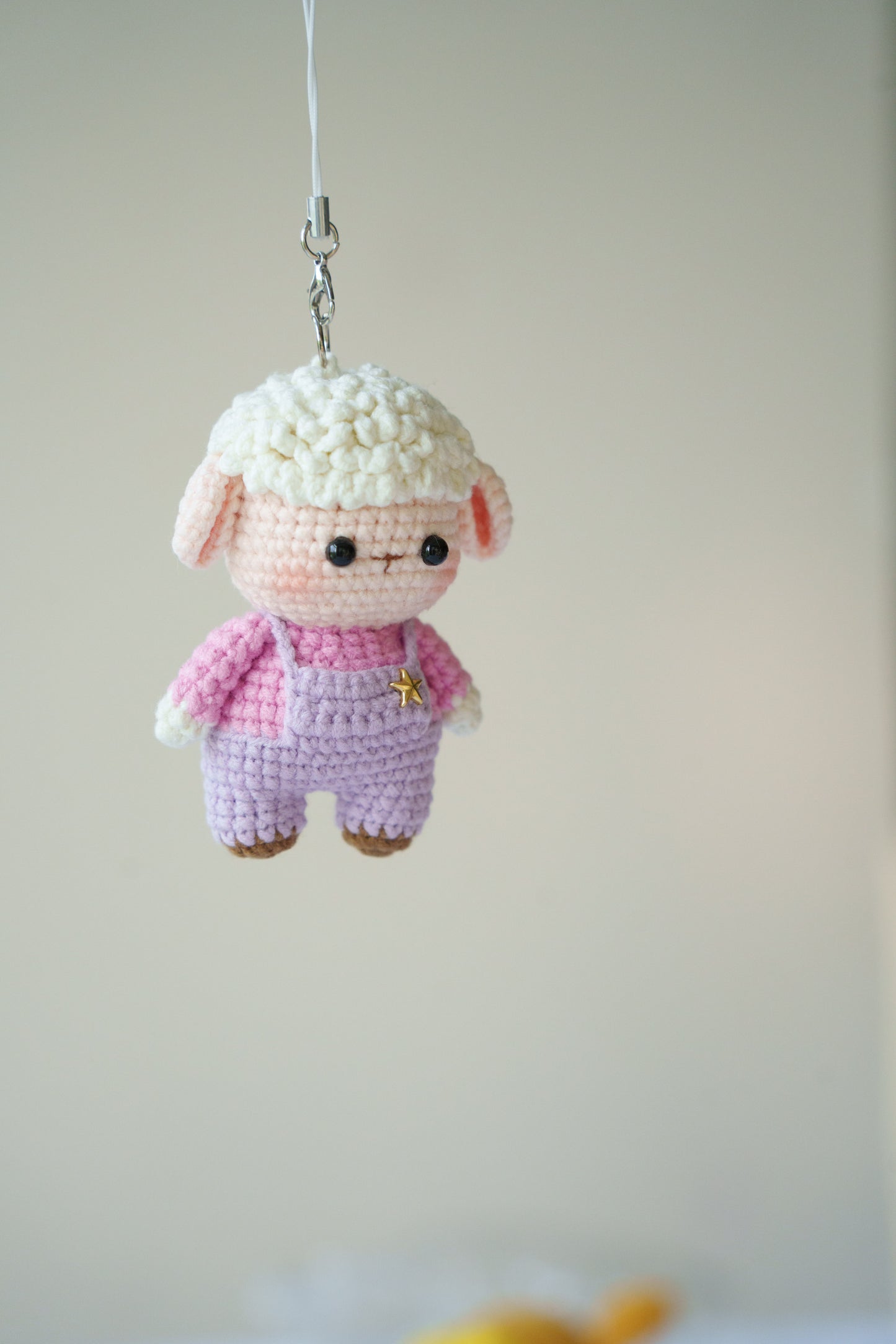 crochet sheep keychain
