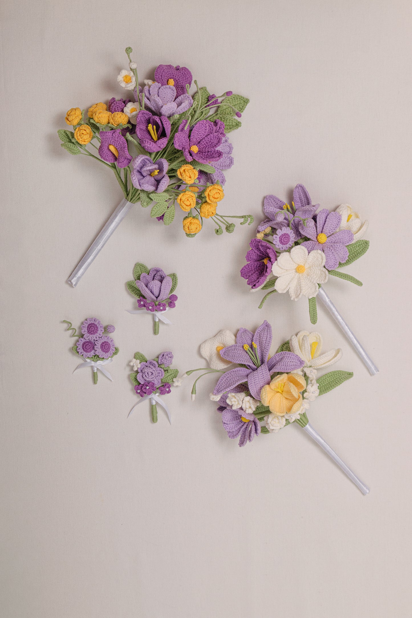 Purple Wedding Bouquet Set