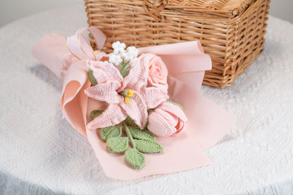 Small Pink Lily with Tulip Bouquet