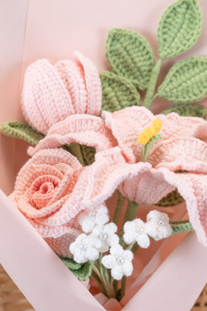 Small Pink Lily with Tulip Bouquet