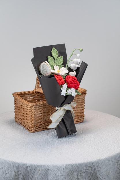 Red Rose with Cosmos Bouquet