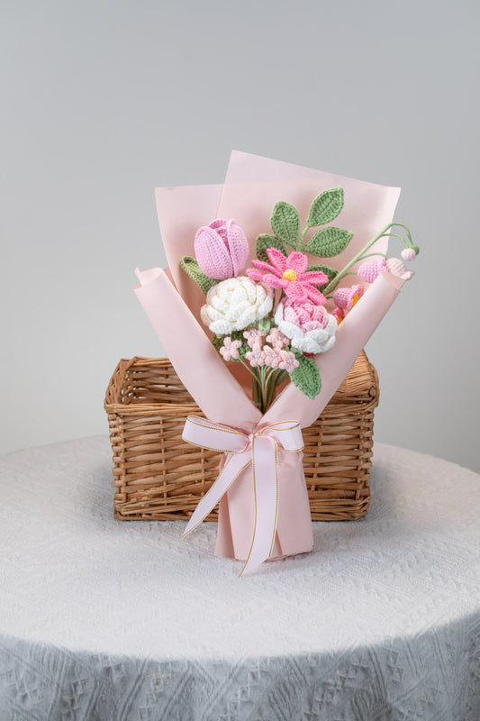 Hot Pink Rose with Cosmos Bouquet