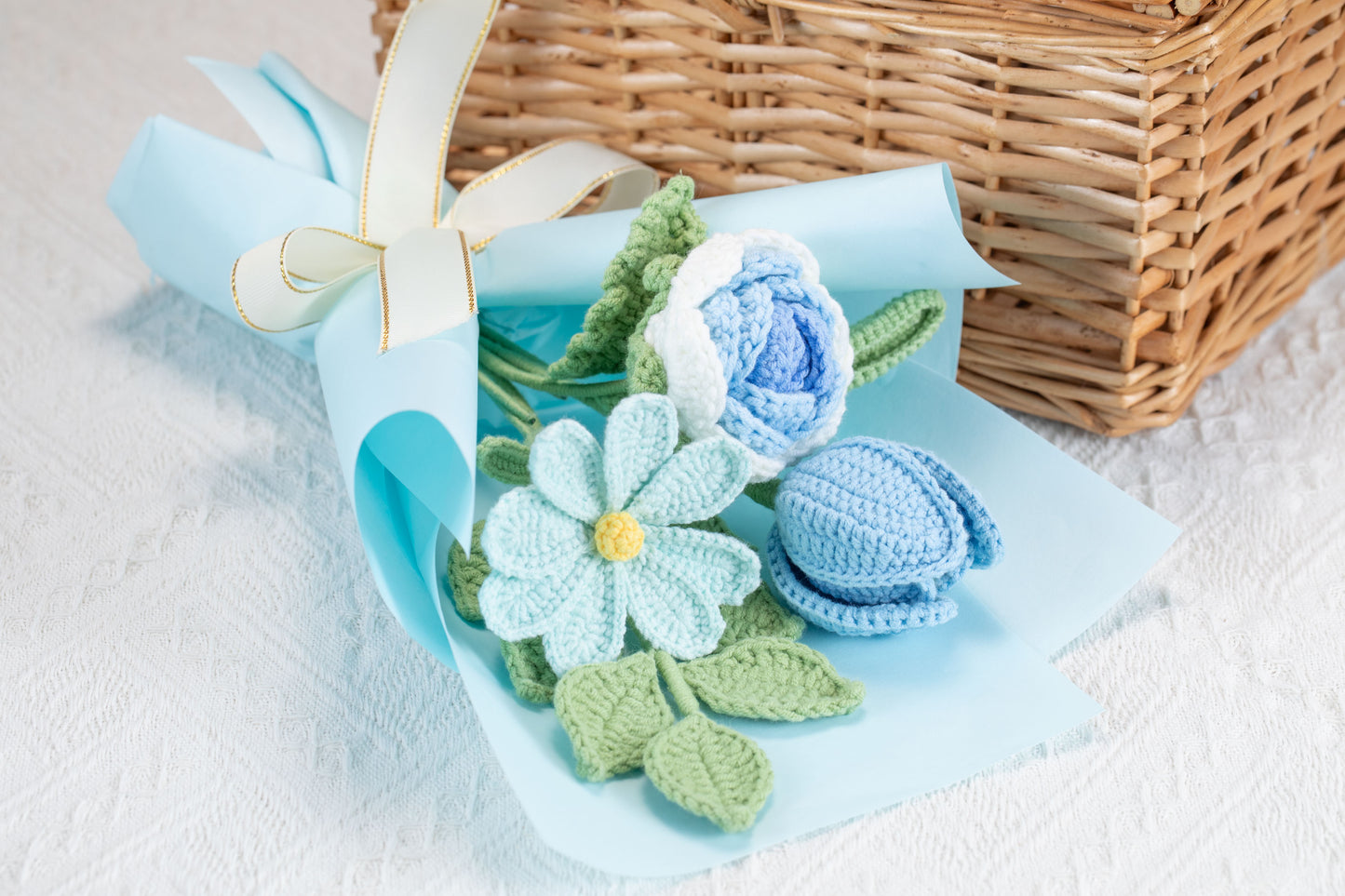 Small Blue Rose with Cosmos Bouquet